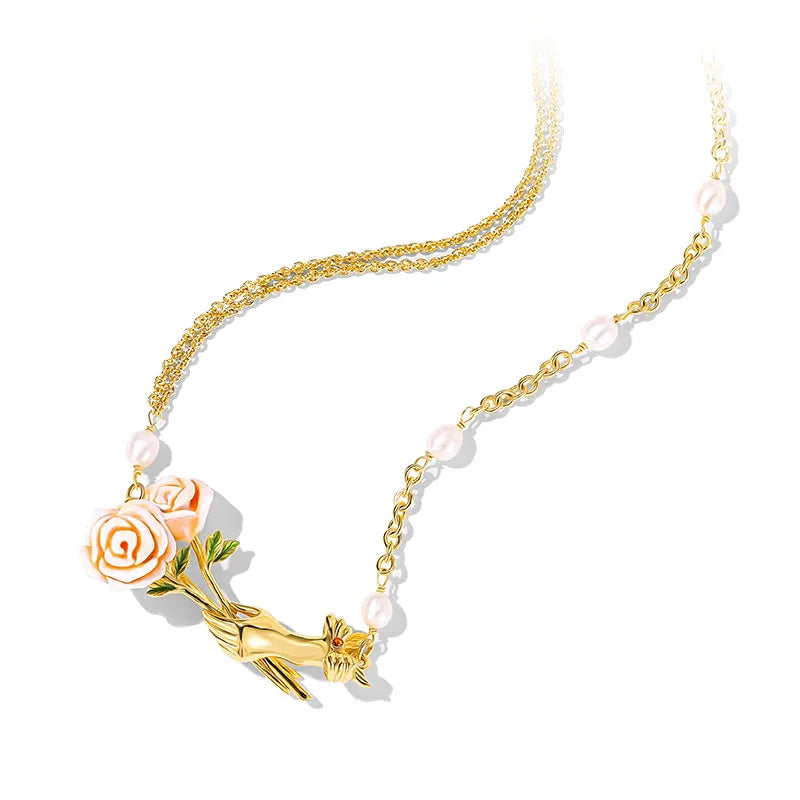 Women's Elegant Enamel Rose Gemstone Jewelry Set with Adjustable Ring Earrings Bracelet Necklace - Fashion Accessory Gift