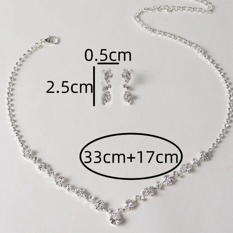 Vintage Crystal Jewelry Sets Geometric Choker Necklace Earrings Bracelet Wedding Neckchain Jewelry Sets Women Gift